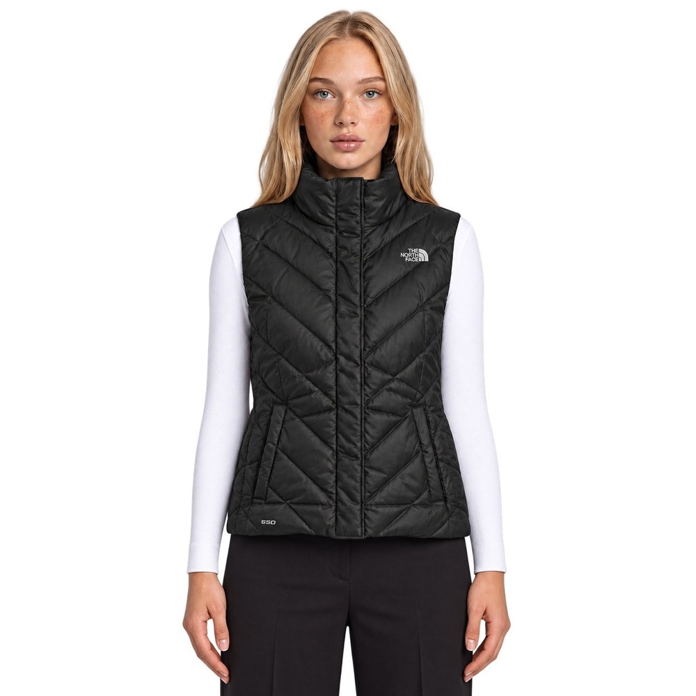 The North Face 650 Down Puffer Vest Women's Size Medium Black Quilted Full Zip